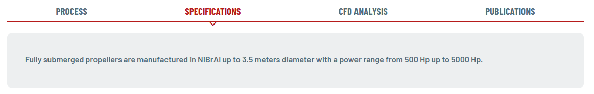 Submerged Propellers specifications